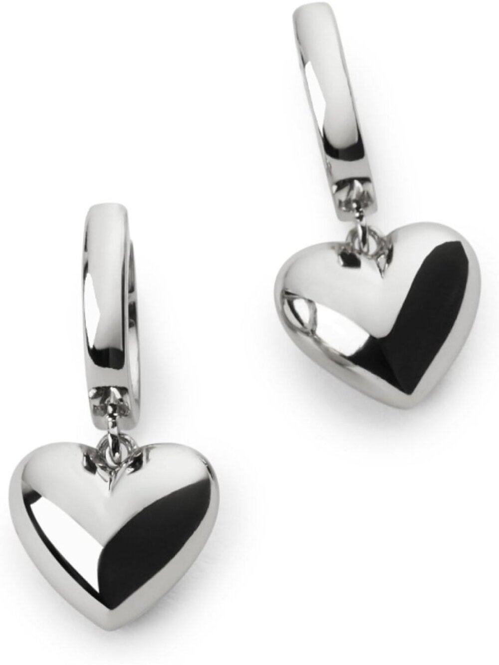 Women's Silver Dainty 14k Gold Puffed Heart Plated Huggie Hoop Stud Earring